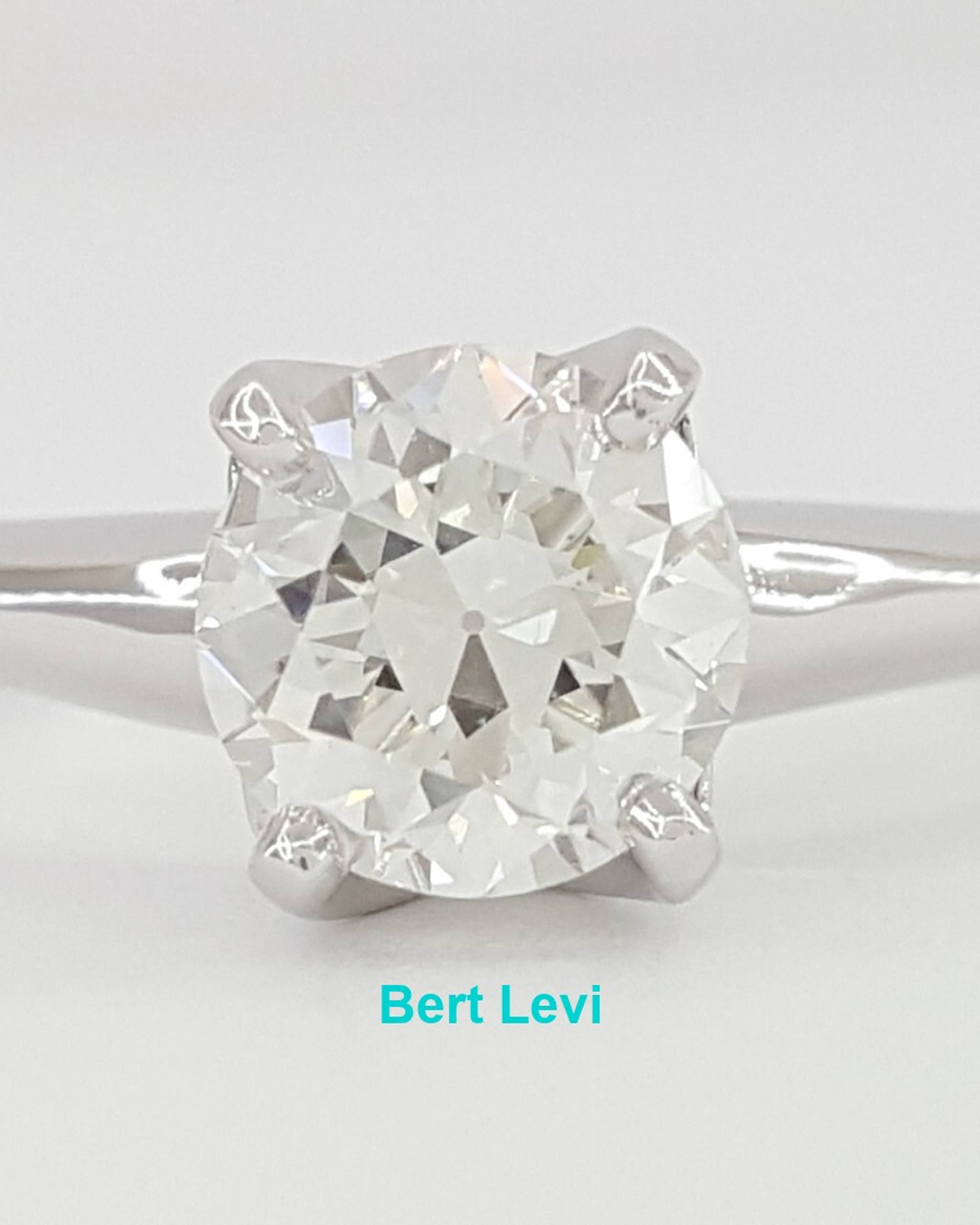 Vintage Old European Cut Diamond Solitaire Engagement Ring 14k W Gold 1.01 ct