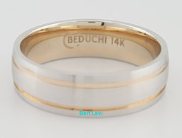 Men's 14k White Rose Gold Wedding Band Ring 6.5 mm 7.8 Grams Size 10