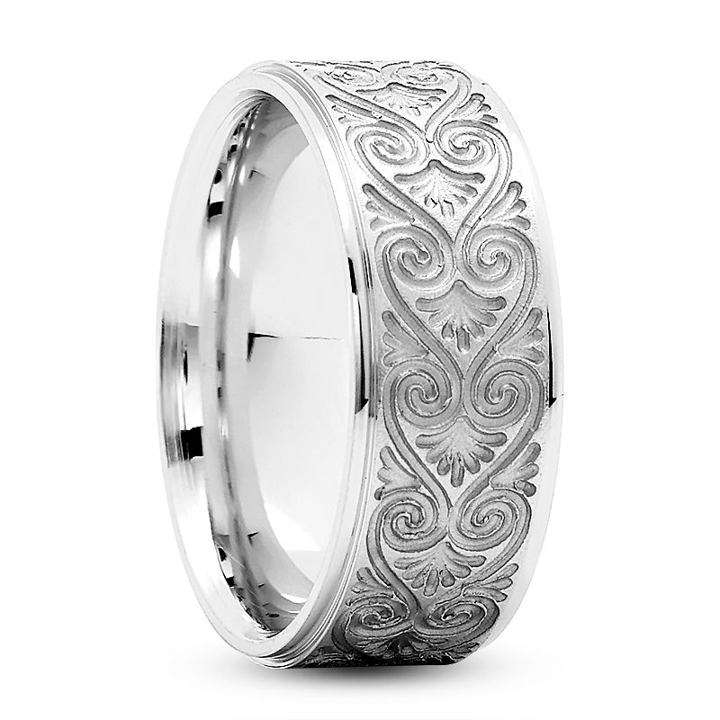 Mens 14KT White Gold Platinum Traditional Wedding Band M468