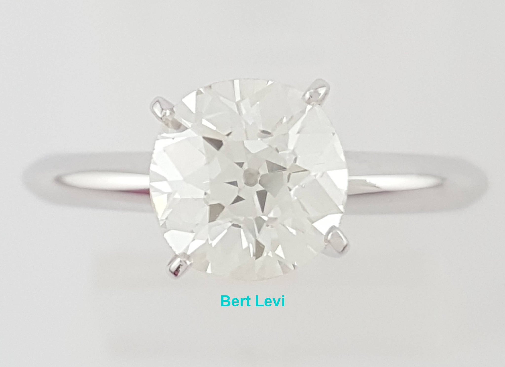 Antique Old European Diamond Solitaire Engagement Ring 1.34 ct 14k White Gold