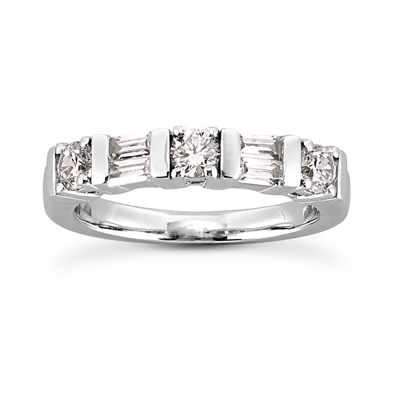 Ladies 14KT White Gold Platinum Diamond Wedding Band WB496
