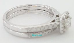 Round Brilliant Diamond Halo White Gold Engagement Wedding Ring Set 0.5ct 10k