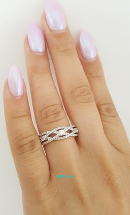 Neil Lane Round Diamond Crossover Wedding Band Ring 0.5 ct 14k White Gold