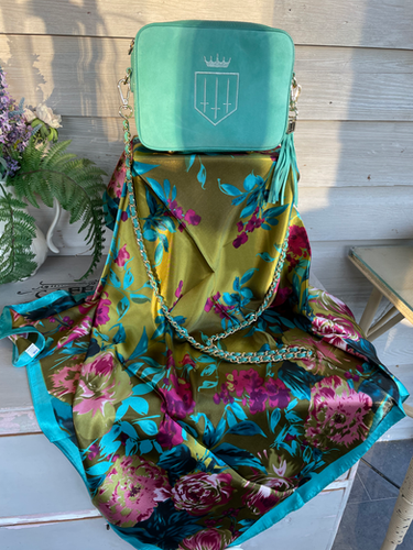 Foulard En Soie Vintage Nice Matin - Motif Géométrique Multicolore - Foulard Carré Rétro