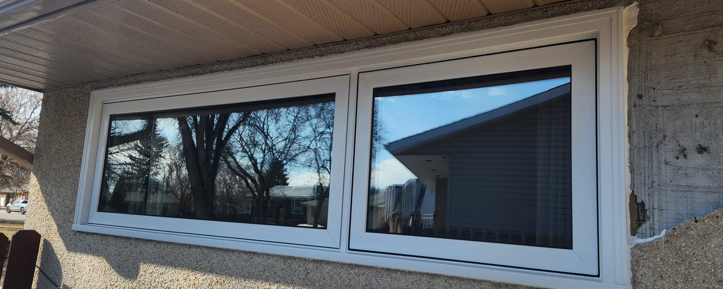Exterior photo of a horizontal slider window installation in Regina, Saskatchewan by B-Flex Services.