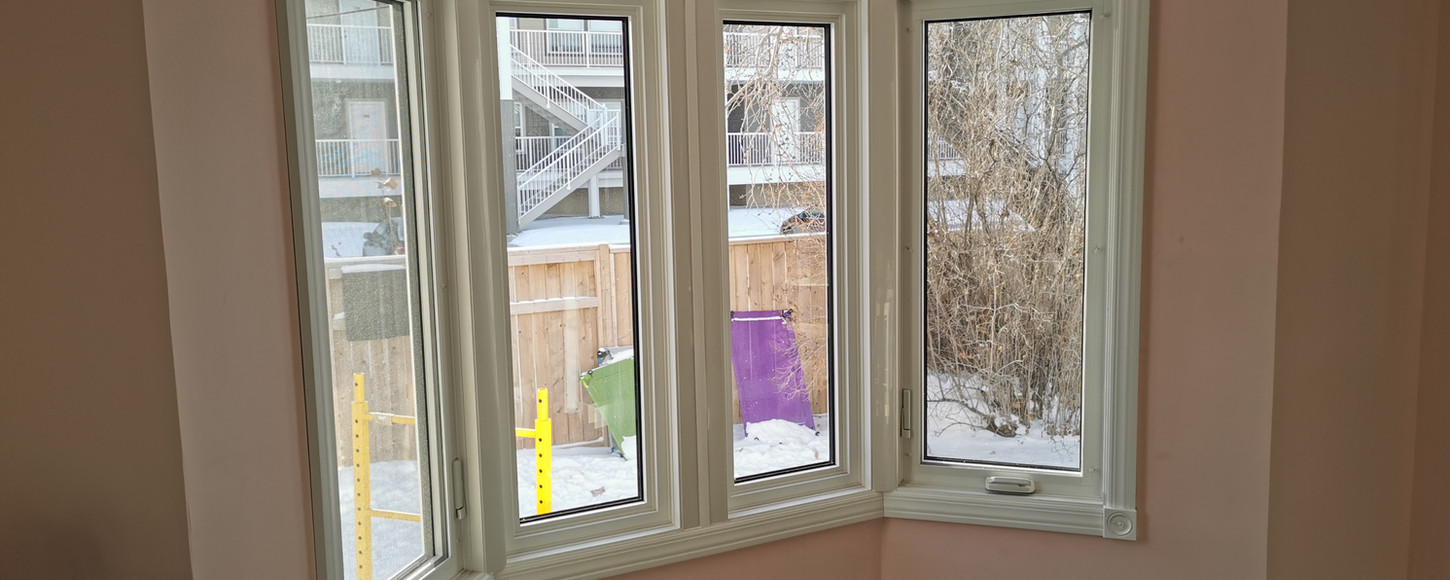 Interior photo of a bay window installation project in Regina, Saskatchewan by B-Flex Services.