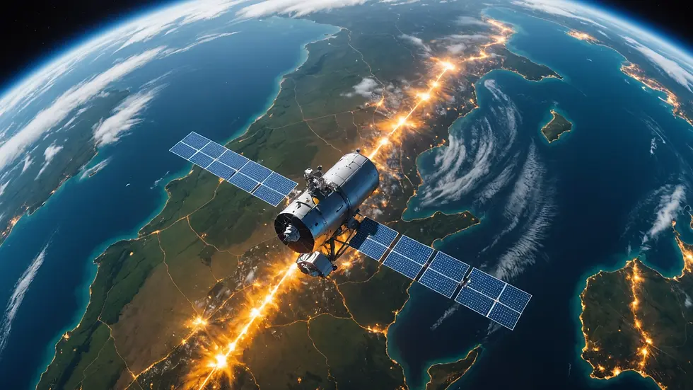 High angle view of a satellite monitoring weather patterns