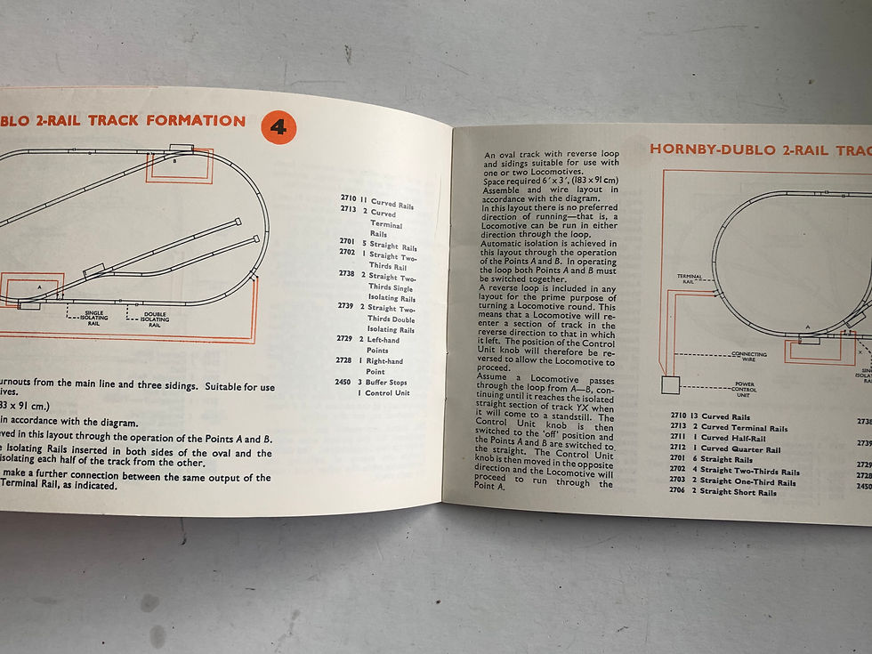Thumbnail: HORNBY DUBLO - HANDBOOK OF 2-RAIL TRACK FORMATIONS WITH WIRING DIAGRAMS 1ST EDIT