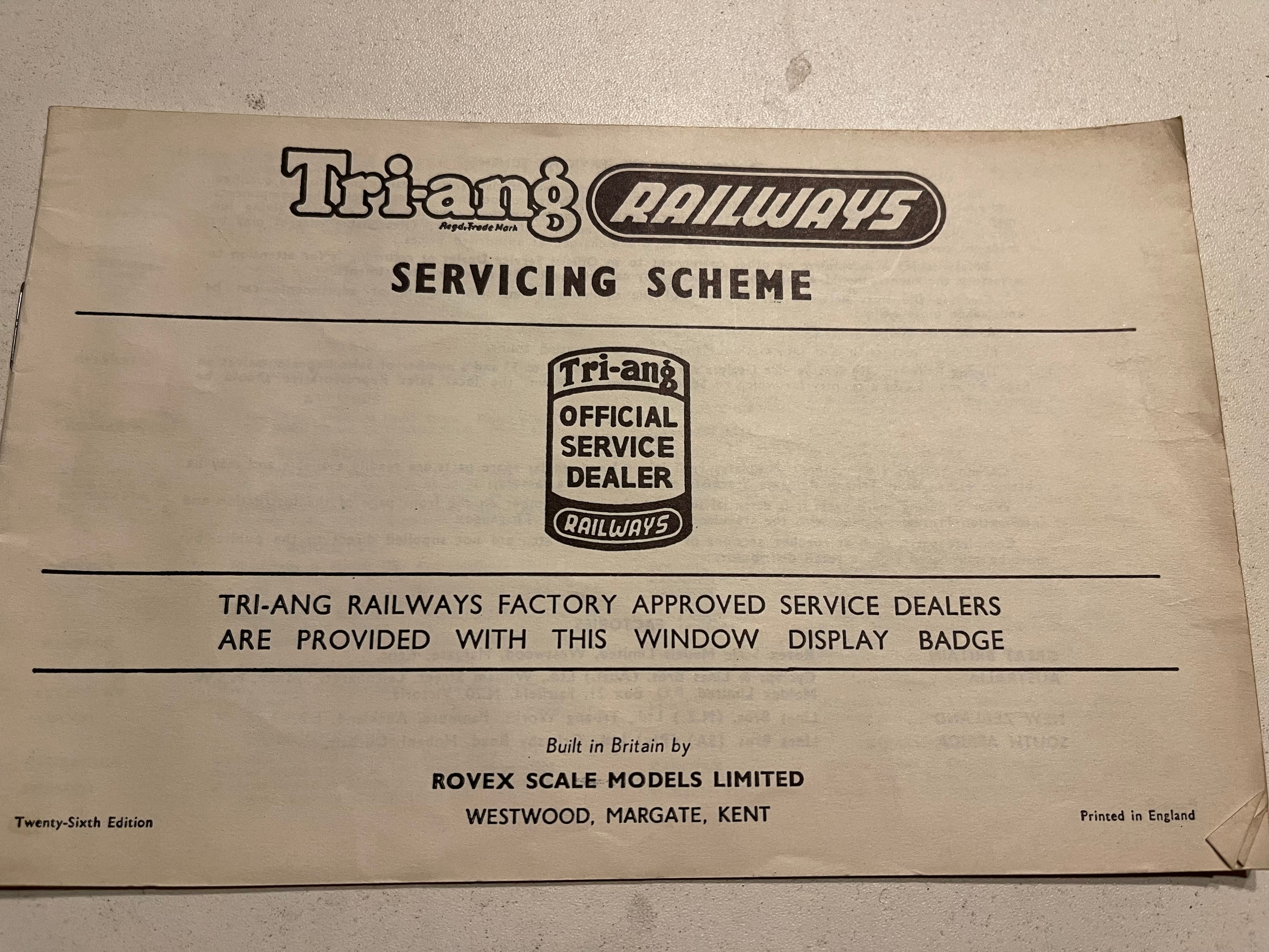 TRI-ANG OO GAUGE INSTRUCTION & INFORMATION MANUAL - 26TH EDITION