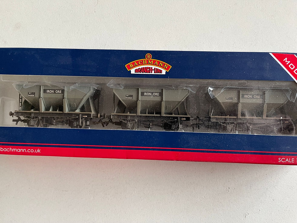 Thumbnail: 37-500Y SET OF 3 24 TON ORE HOPPER WAGONS BR GREY WEATHERED