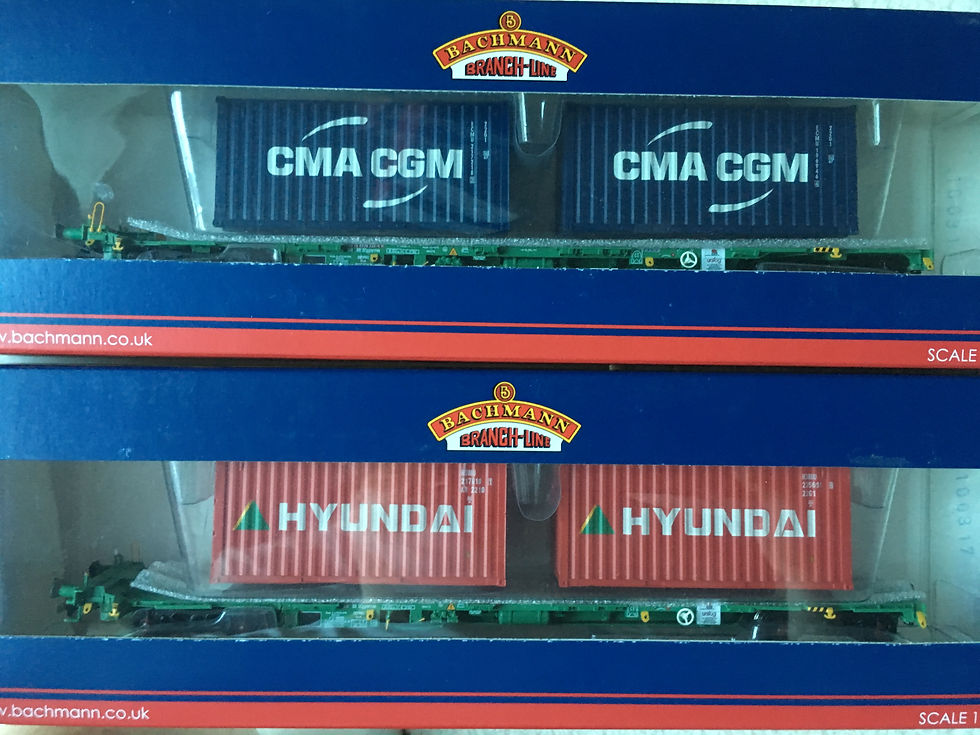 Thumbnail: 37-321 INTERMODAL BOGIE WAGONS x2 CMA CGM & HYUNDAI CONTAINERS