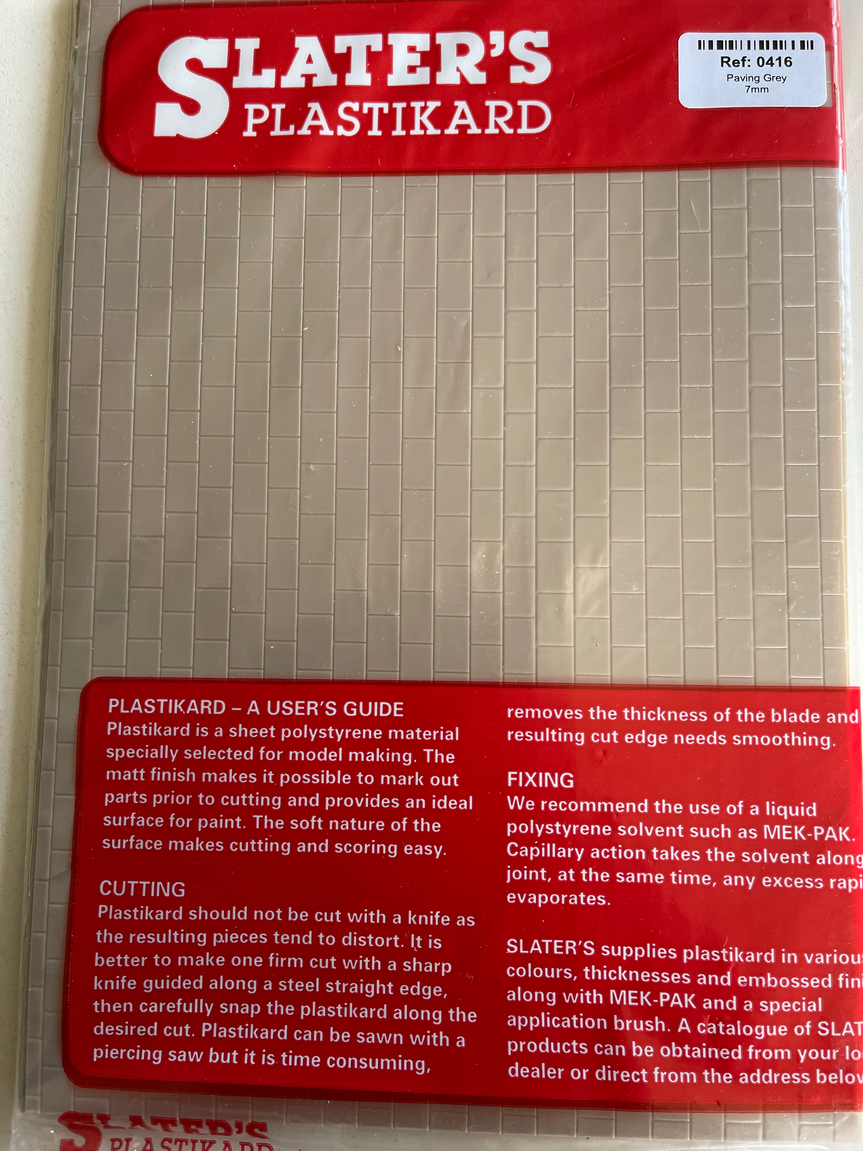 SLATERS PLASTIKARD 0416 GREY PAVING (10 SHEETS)