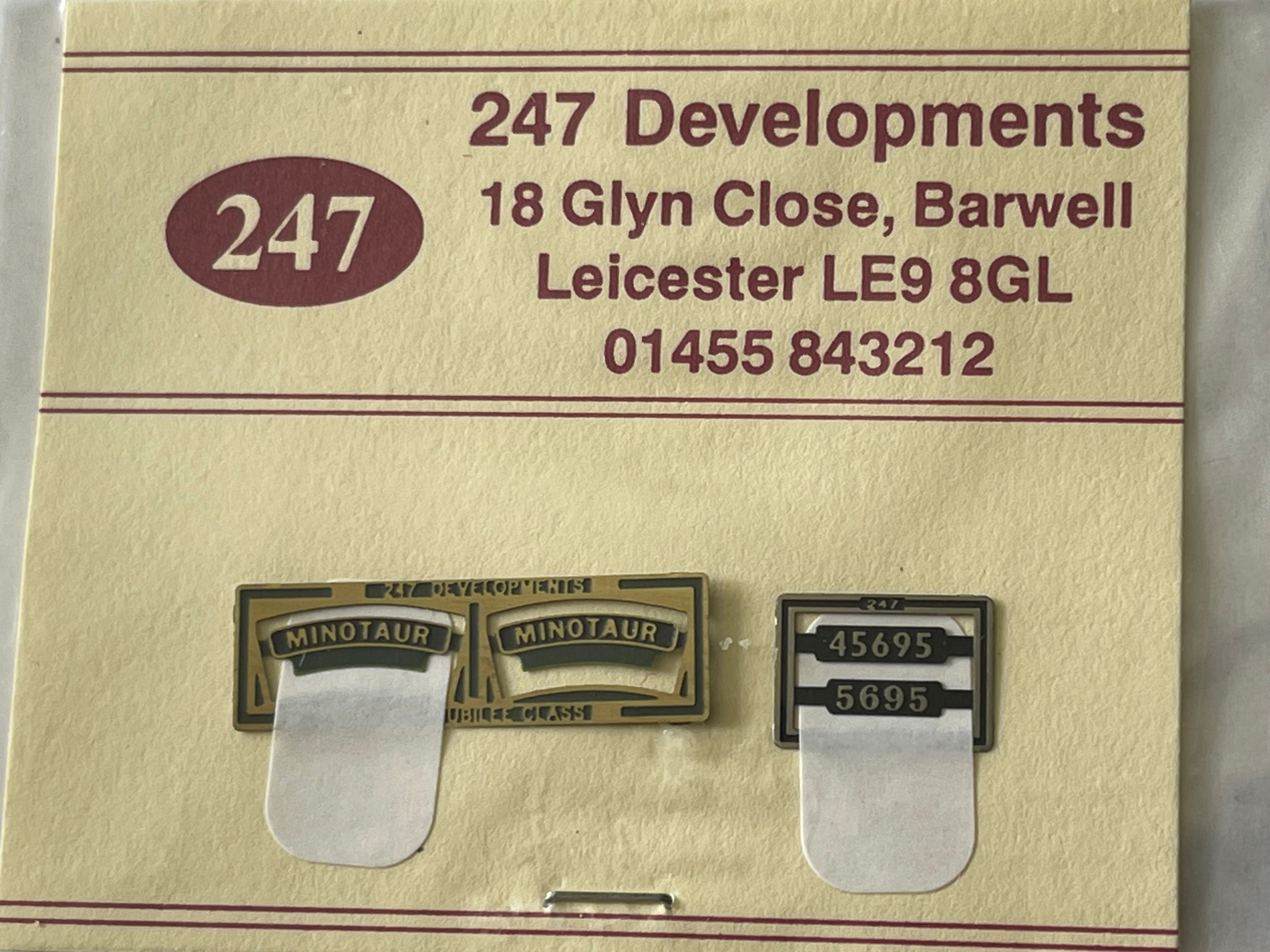 247 DEVELOPMENTS - LOCO NUMBER PLATES 45695 MINOTAUR
