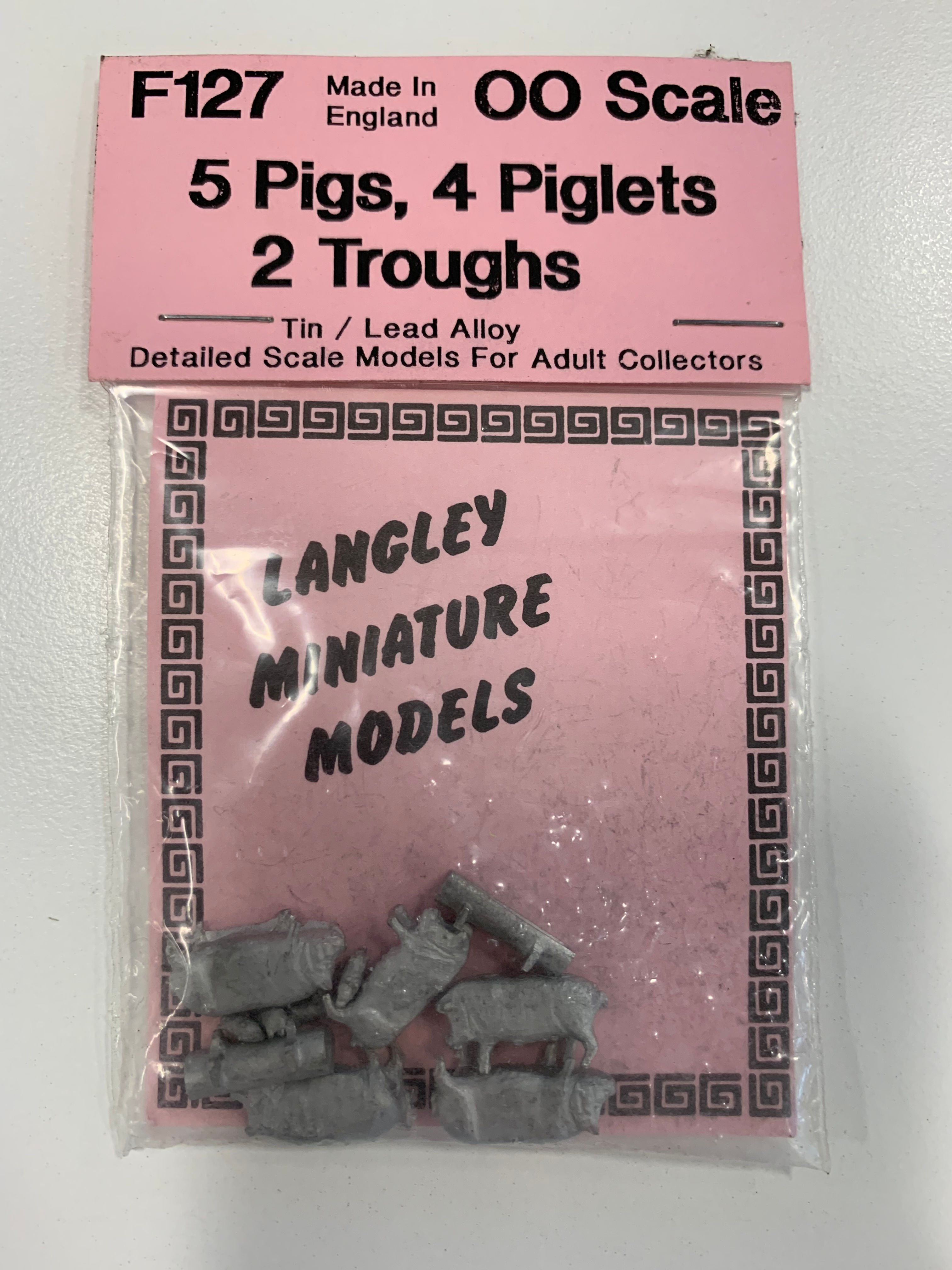 LANGLEY MINIATURE MODELS - F127 5 PIGS, 4 PIGLETS & 2 TROUGHS