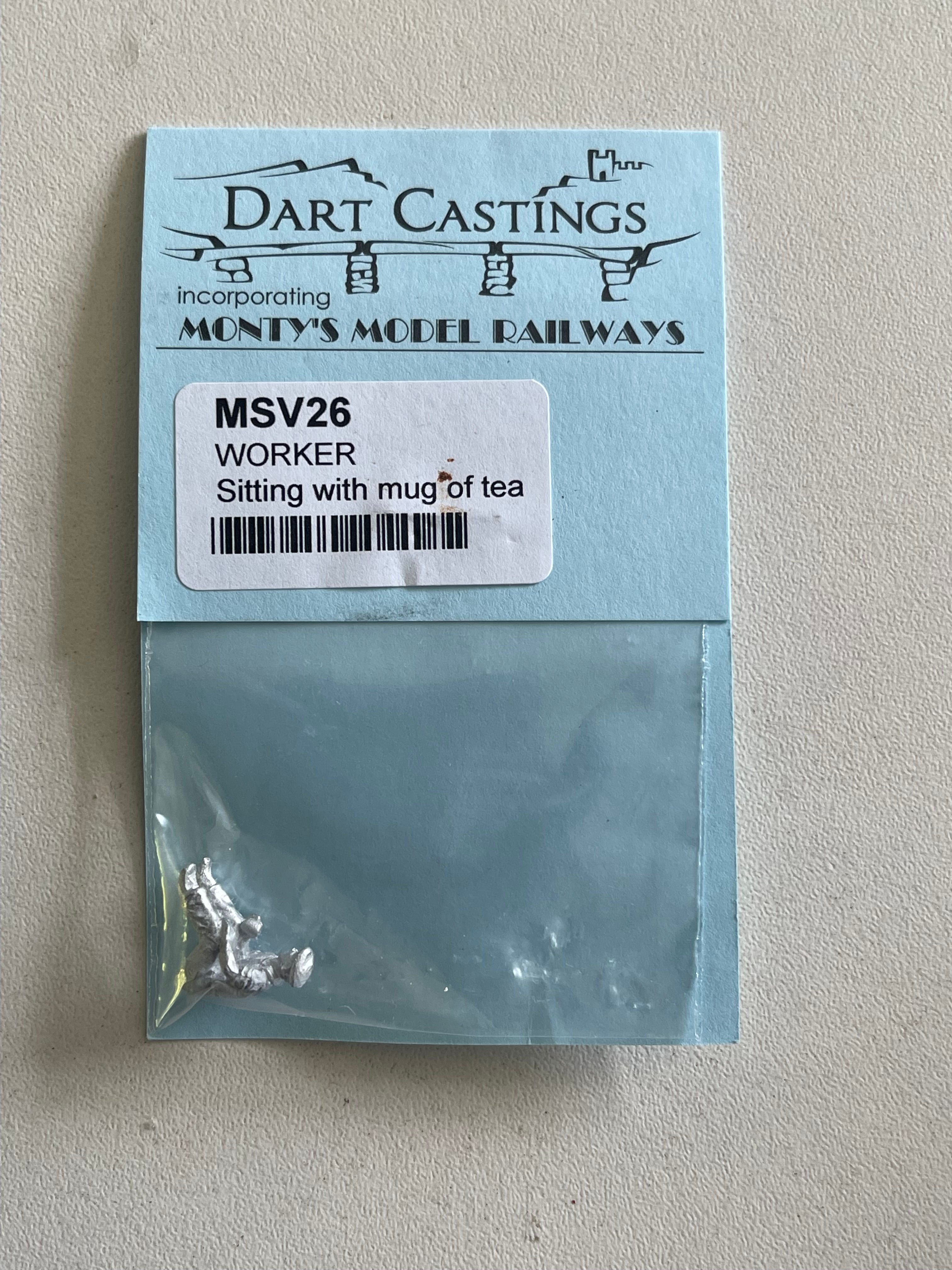 DART CASTINGS - MLV26 WORKER SITTING WITH MUG OF TEA