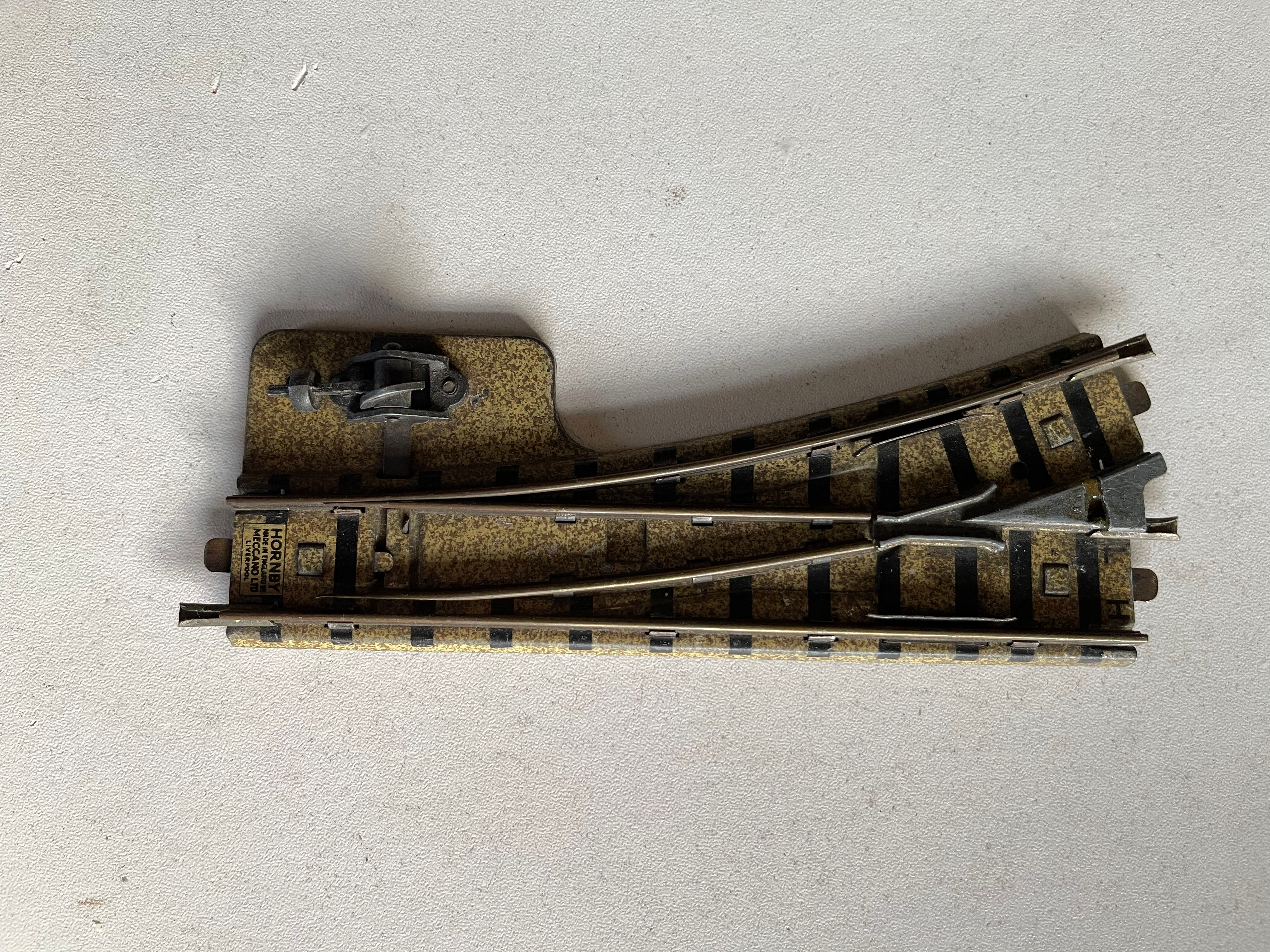PRE WAR CLOCKWORK TRACK - LEFT HAND POINT (REPAIRED)