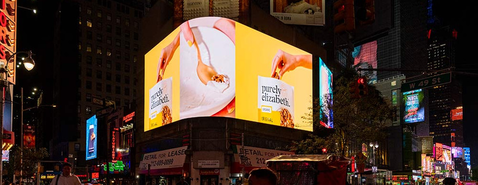 Digital spectacular in Times Square for Purely Elizabeth by PJX Media OOH Experts