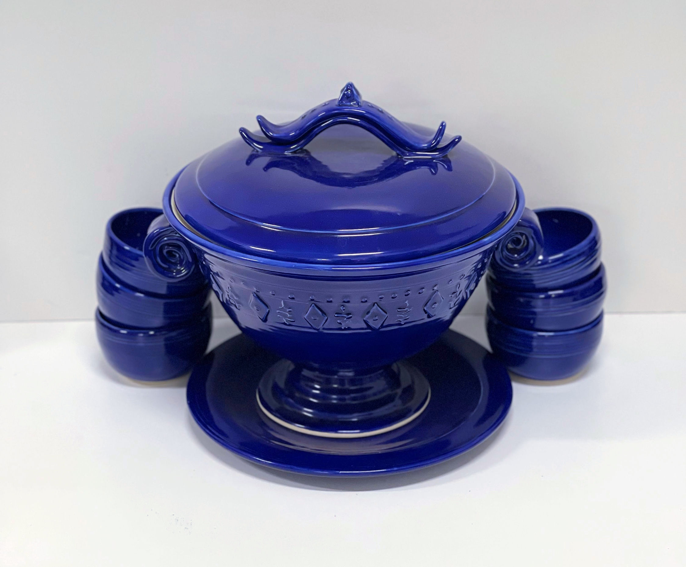 Cobalt Blue Asian Soup Tureen
