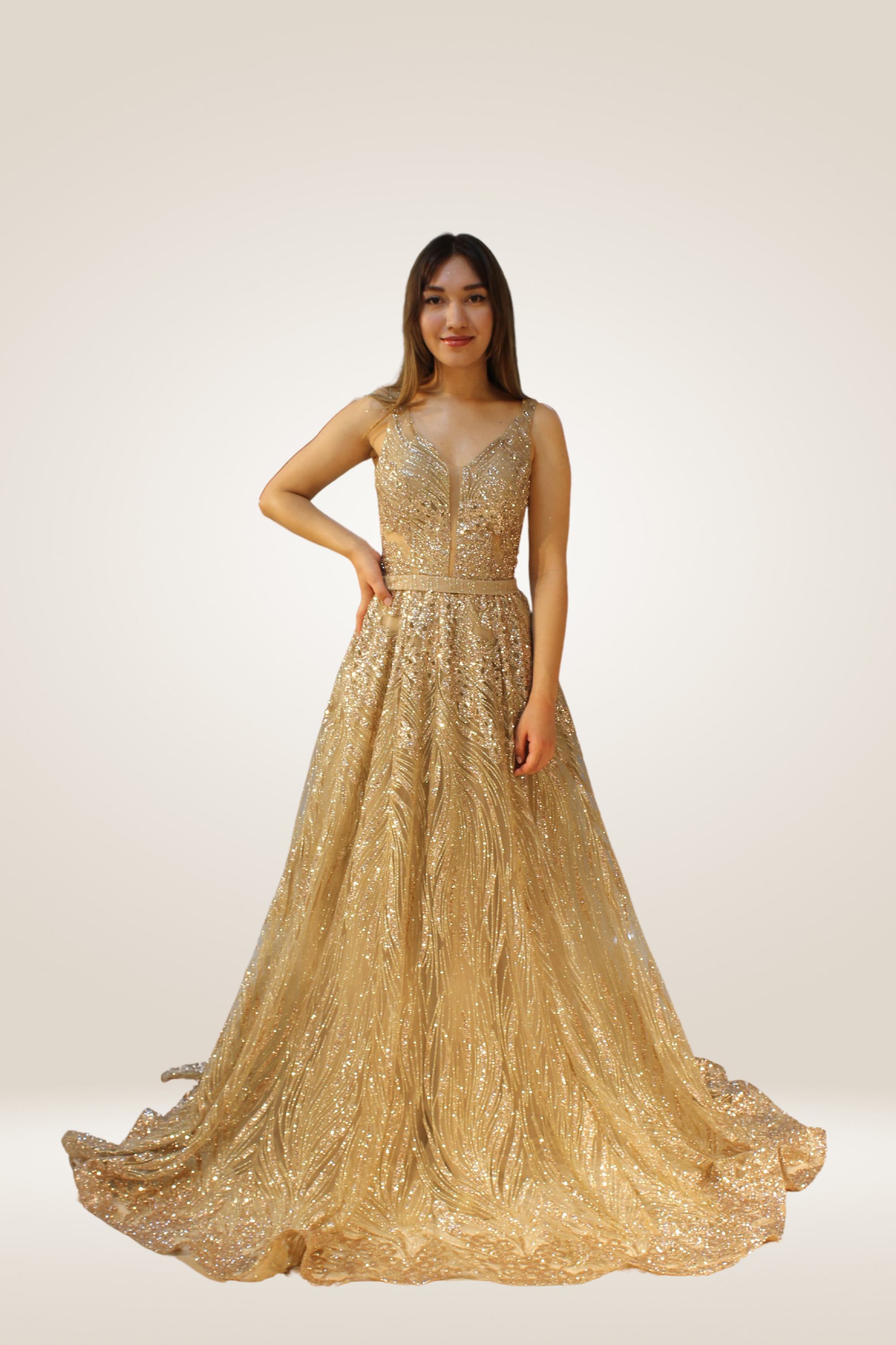 Simli uzun kloş abiye 