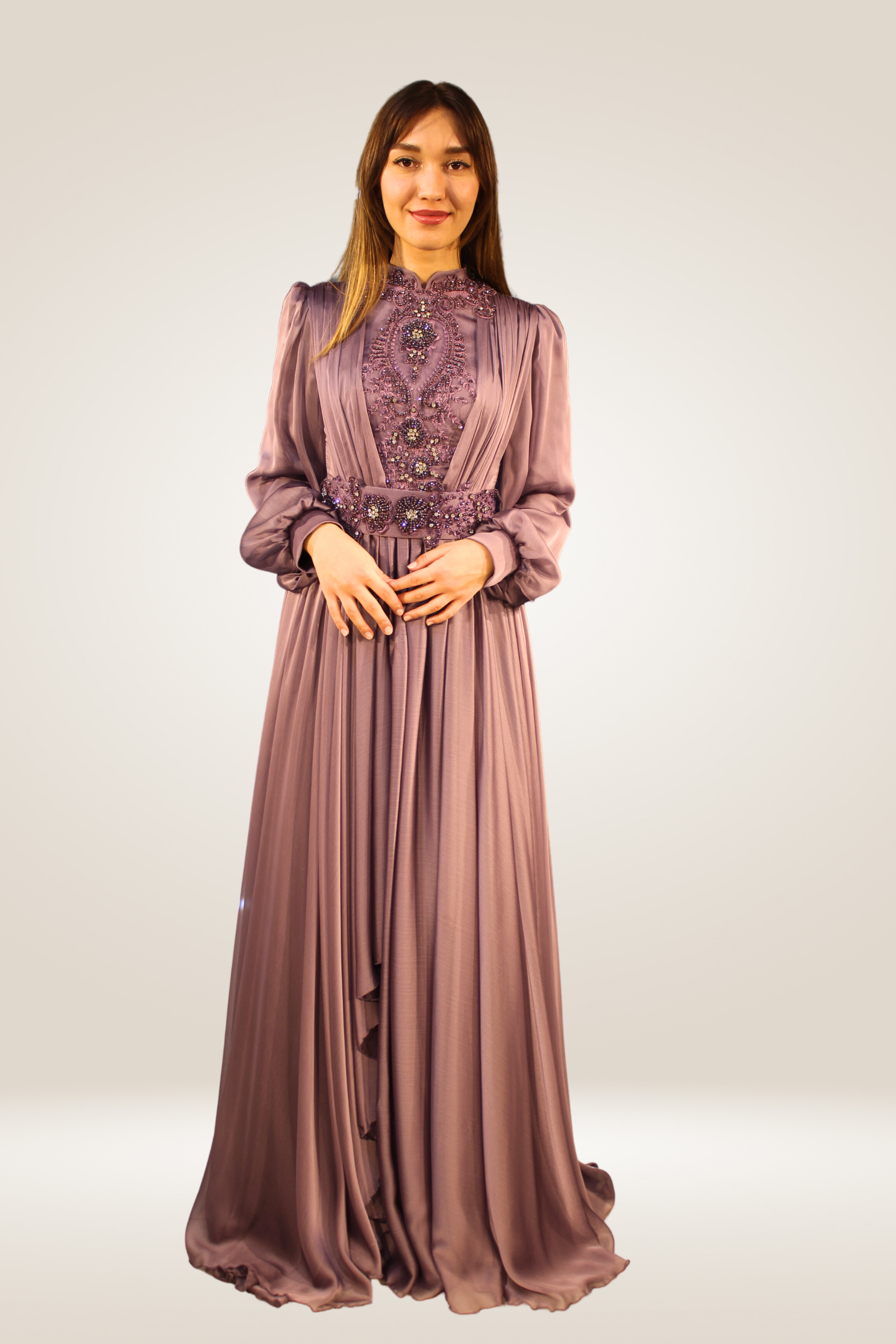 Taş işlemeli janjan  kloş kesim tesettür abiye