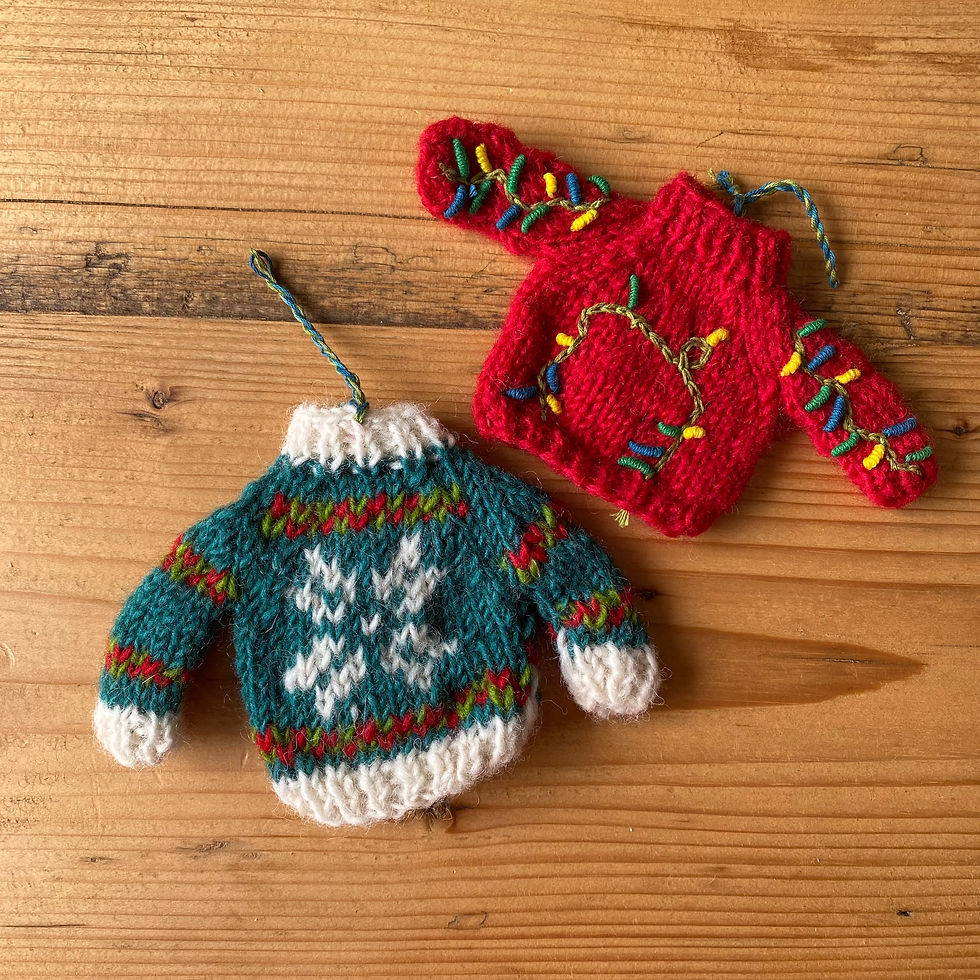 Front of Red and Green Christmas Jumper Hanging Decorations