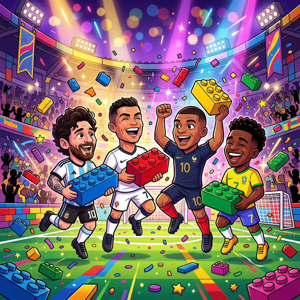 Messi Ronaldo Mbappe Vinicius Jr LEGO