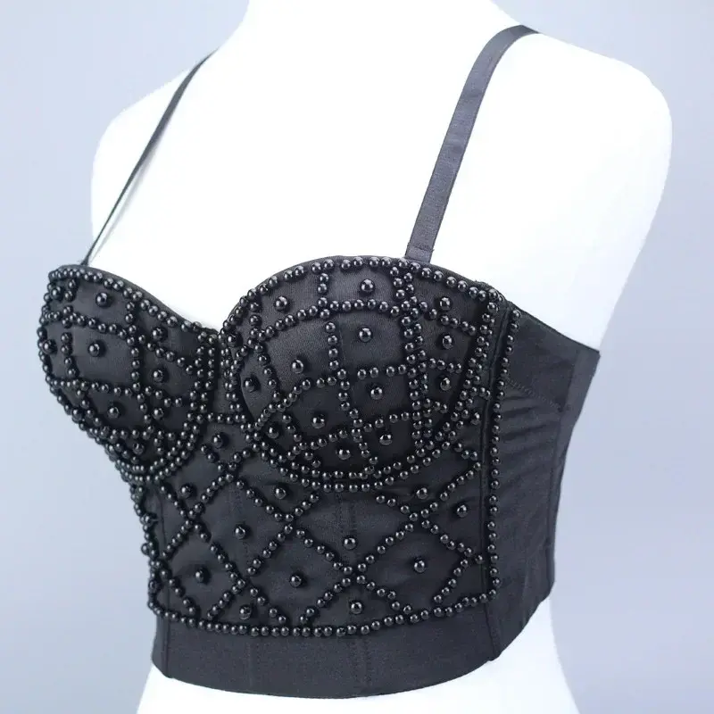 Thumbnail: Punk Corset Rhinestone Diamond Tank Top Women Bra Stage Party Camis Sequin Shirt