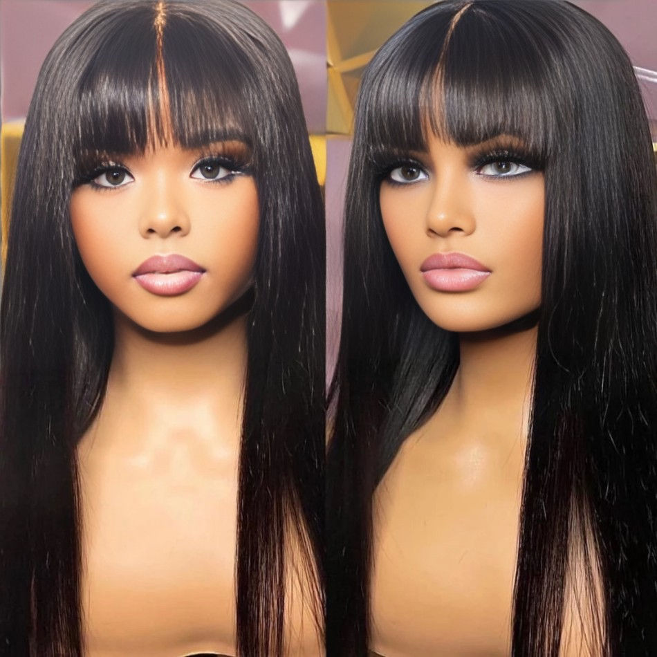 3x1 Middle Part Lace Wig Bone Straight Cheap Wigs Full Machine Made Human Hair W