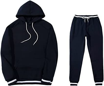 Miniature : Mens 2 Piece Tracksuit Running Jogging Hoodie Pants Sets Loose Hooded Plus Velve