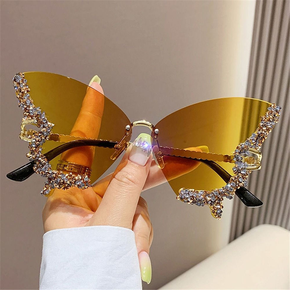 Thumbnail: Y2K Luxury Diamond Butterfly Sunglasses for Women Vintage Rimless Sun Glasses Ov
