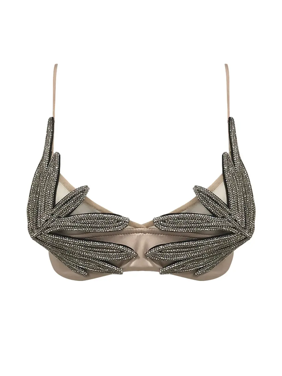 Thumbnail: GPBD Sexy Luxury Diamonds Sling Bikini Bra Top Women Shiny Mesh Suspenders Crop 