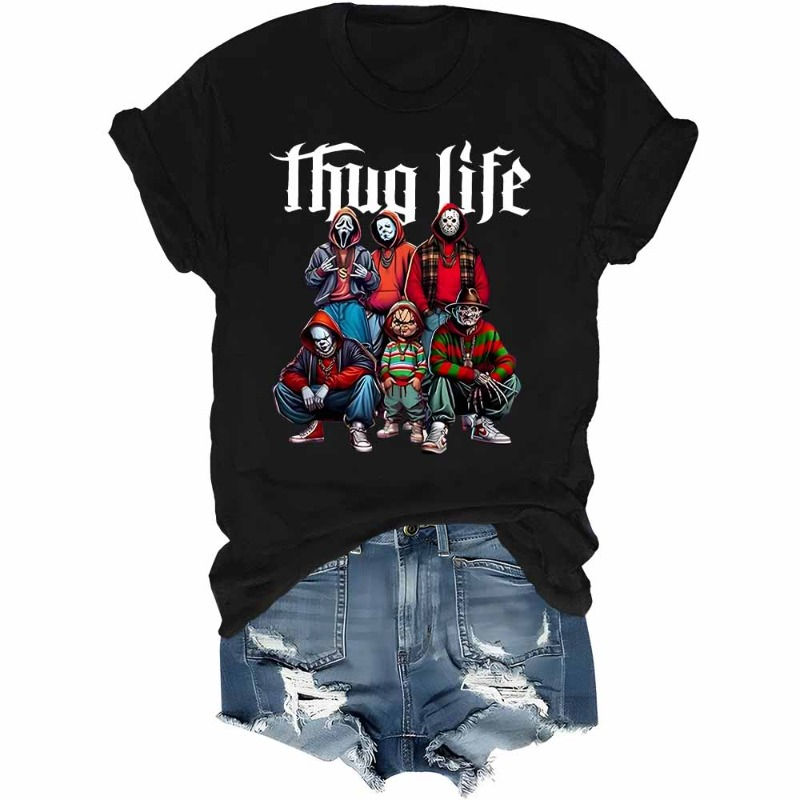 Thug Life Horror Movie T-Shirt Friends Horror Character Halloween Shirt Hallowee