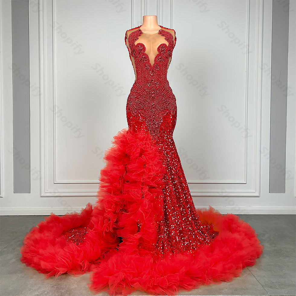Miniature : Sparkly Sequin Long Prom Dresses 2024 High Slit Orange Ruffle Luxury Crystal Bea