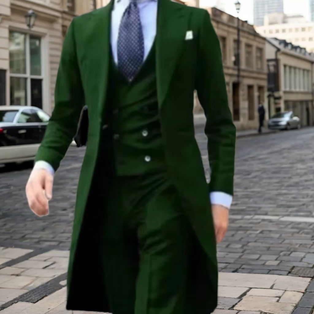 Elegant Men's Suit Slim Fit Suit 3 Pieces Blazer Vest Pants Set Formal Tuxedos f