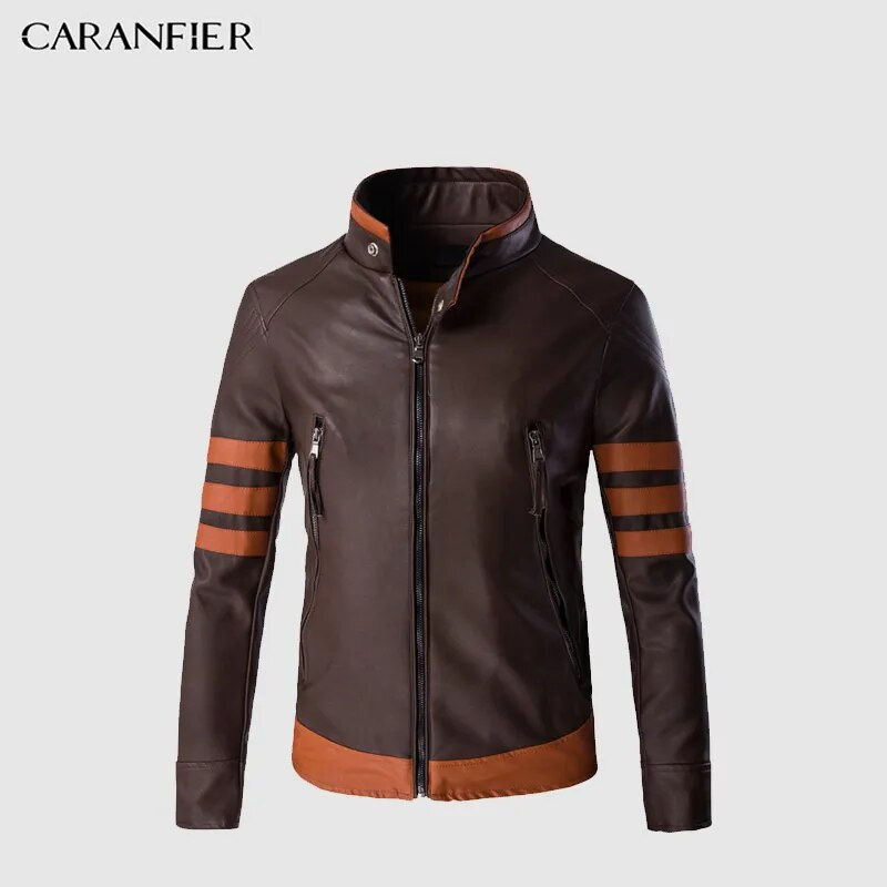 CARANFIER Mens Leather Jackets Men Faux Fall Winter Coats Punk