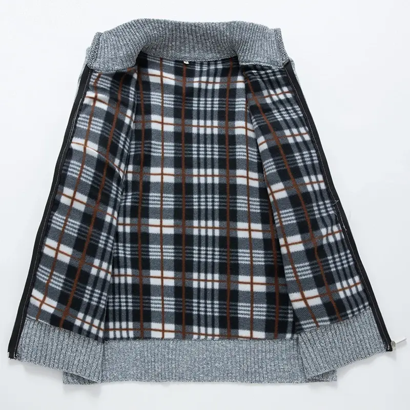 Autumn Winter Thick Warm Cardigan Men Fleece Zip Up Sweaters Full Zip Jackets Sl