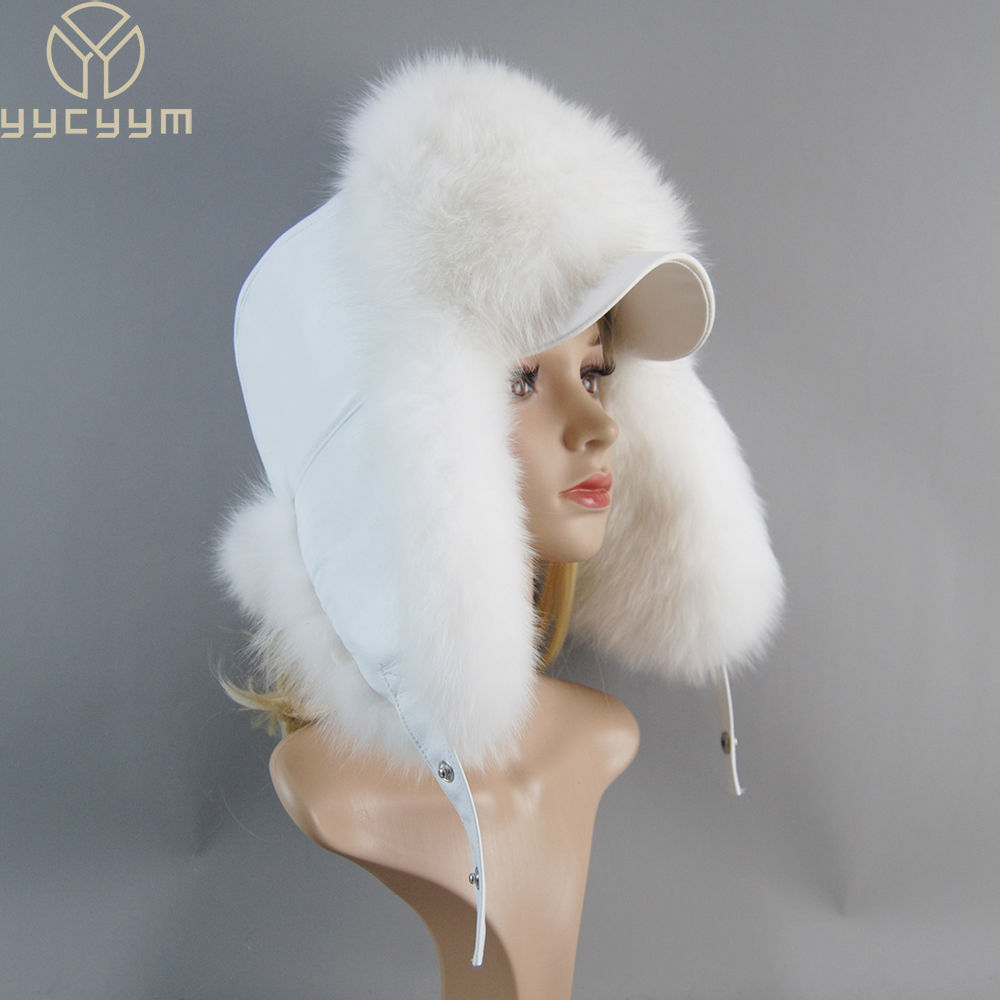 2024 Winter Women Genuine Real Fox Fur Hat 100% Natural Real Leather Cap Casual