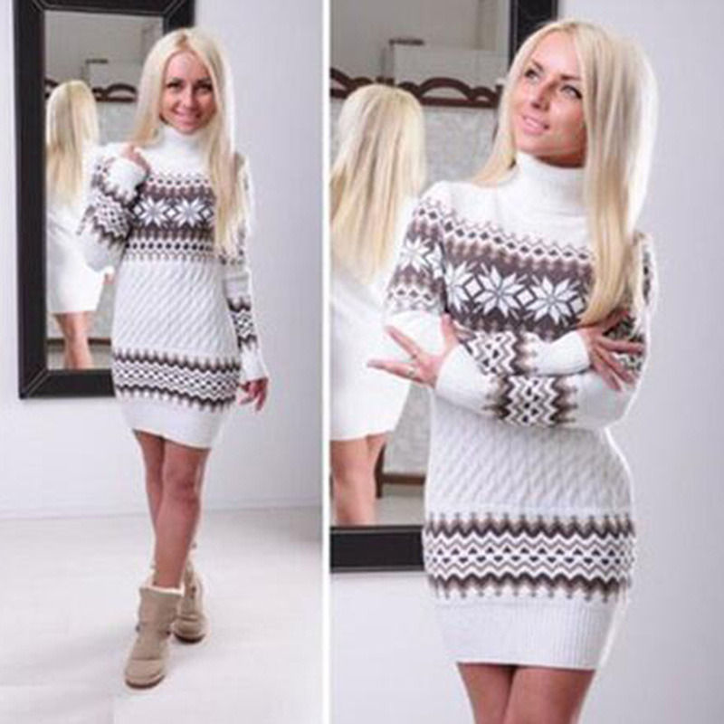 Thumbnail: Women Fashion Sweater Hoodies Pullovers Casual Knitting Cotton Dress Autumn Wint