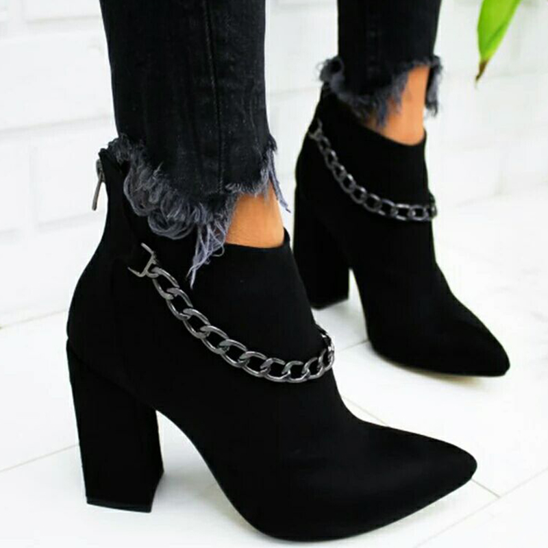 Thumbnail: Boots Women 2024 New Keep Warm Women Shoes Zipper Women's Boots High Heels Ankle