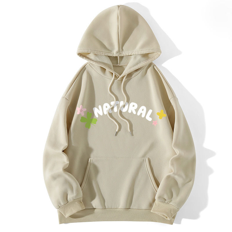 Thumbnail: Women's natural printed large loose Plush Hoodie