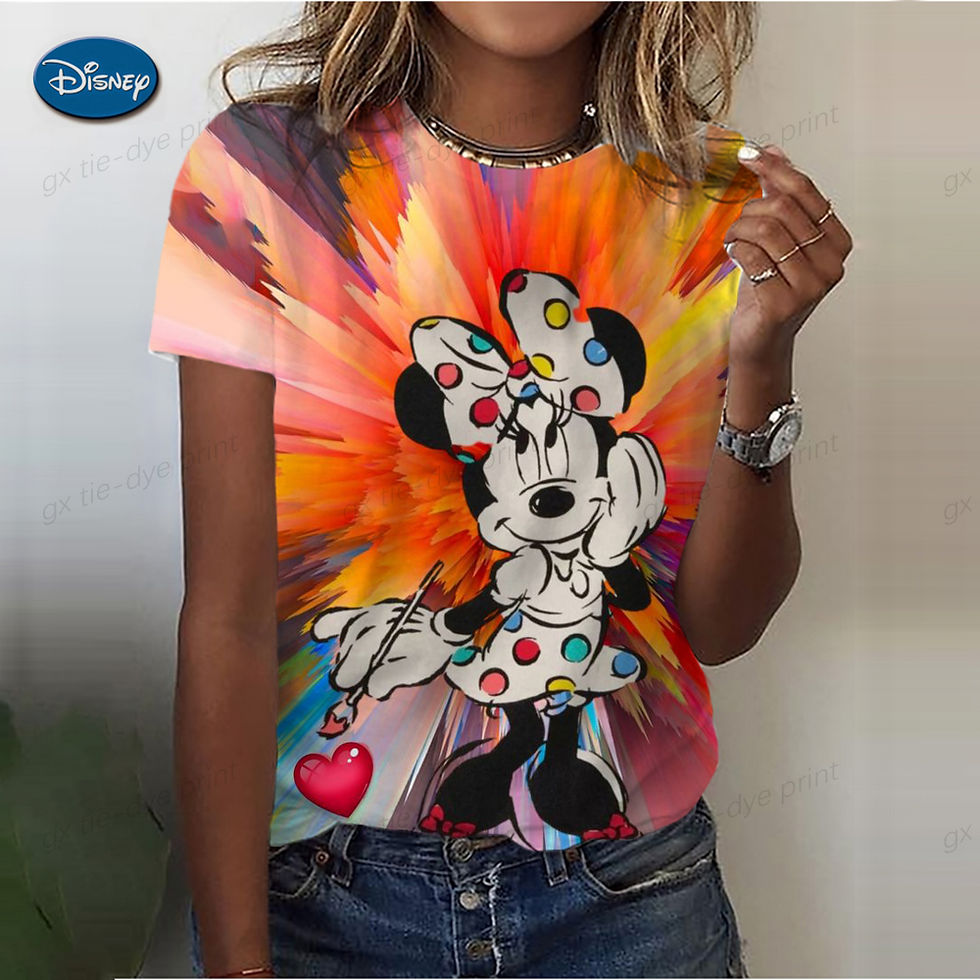 Thumbnail: Fashion Women Blouse 2024Sexy Tops For Woman Disney Mickey Mouse Print Short Sle