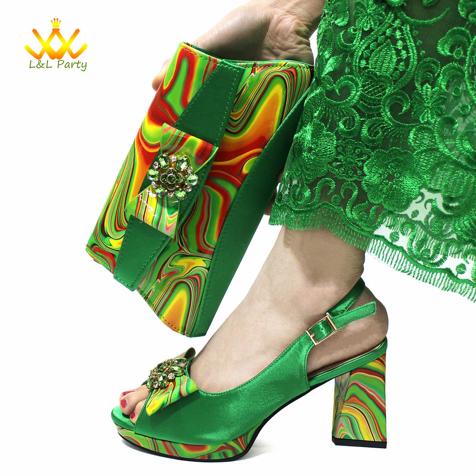 Miniatura: 2024 Appliques Specials Italian Design Nigerian Women Shoes Matching Bag Set in 