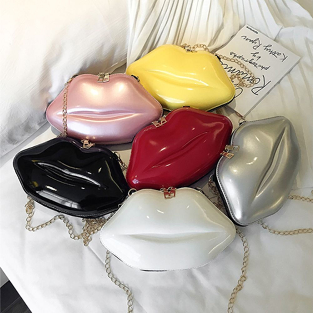 Clutches Messenger Bag Coin Bag Chain Tote Bag Lips Shape Chain Shoulder Bag PVC