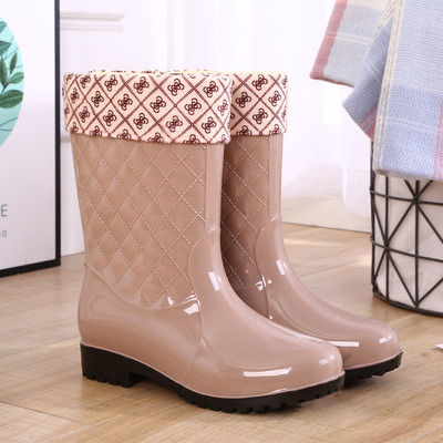 Thumbnail: Rain Boots Woman Water Shoes Women Slip On Keep Warm Non-Slip Boots Women Lluvia