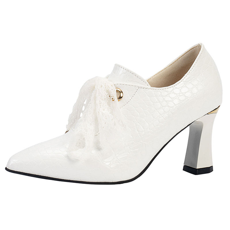 Miniature : Lucyever Elegant Womens High Heel Ankle Boots 2022 Autumn Pointed Toe Pu Leather