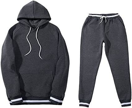 Miniature : Mens 2 Piece Tracksuit Running Jogging Hoodie Pants Sets Loose Hooded Plus Velve
