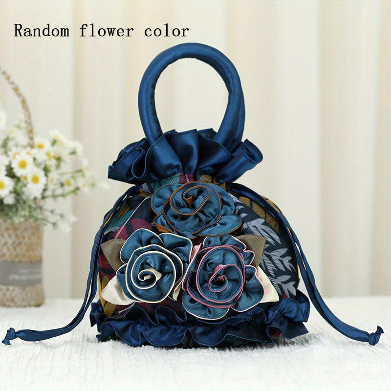 Miniatura: Floral Decor Drawstring Handbag, Trendy Small Evening Bag, Simple Phone Bag, Cut