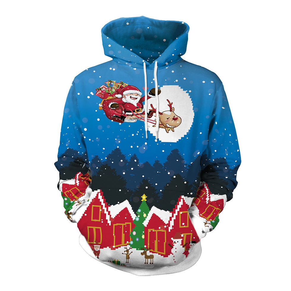 Miniatura: New Christmas Women and Men Youth Digital Print Hooded Sweater