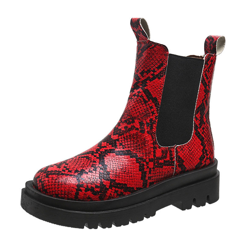 Thumbnail: Lucyever Plus Size Snake Pattern Chelsea Boots Women 2022 Slip On Platform Ankle