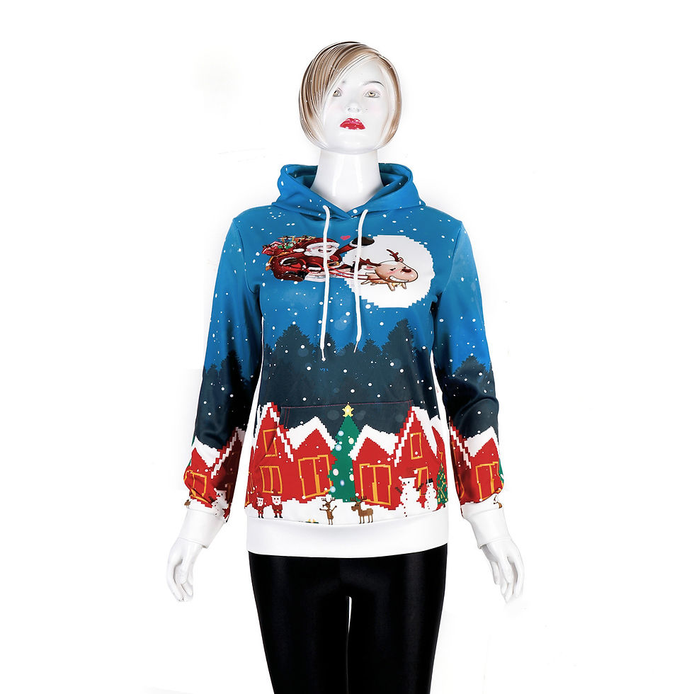 Miniatura: New Christmas Women and Men Youth Digital Print Hooded Sweater